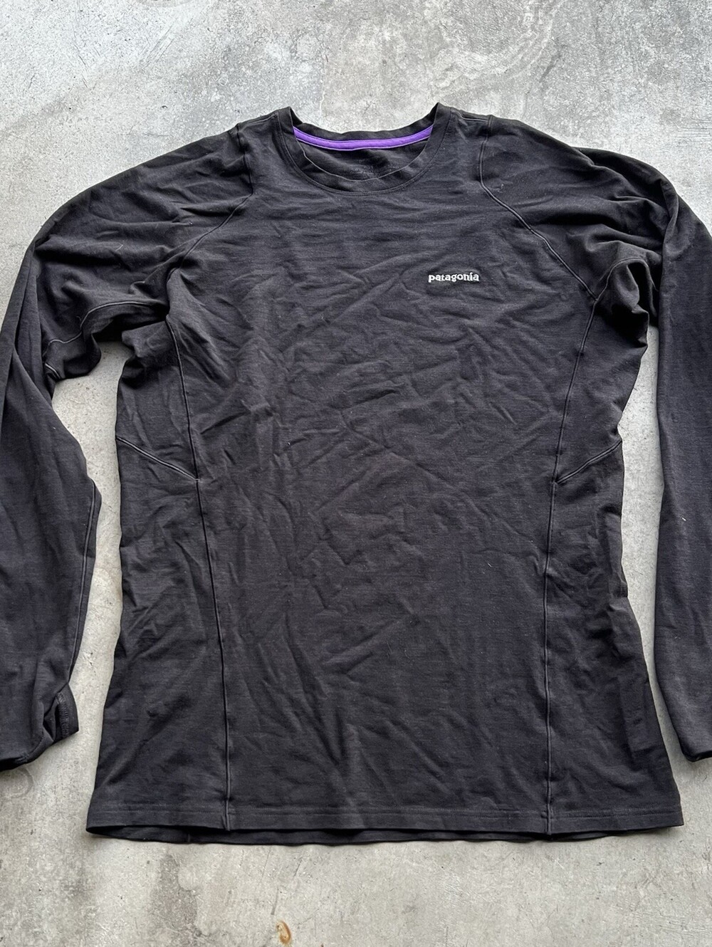 Patagonia Merino Wool Base Layer Shirt Size L Black Long Sleeve Activewear